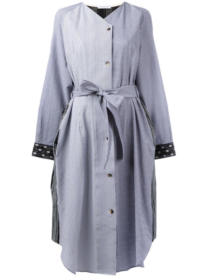J.w.anderson - Mixed Print Shirt Dress - Women - Cotton/linen/flax - 10, Women's, Blue, Cotton/linen/flax