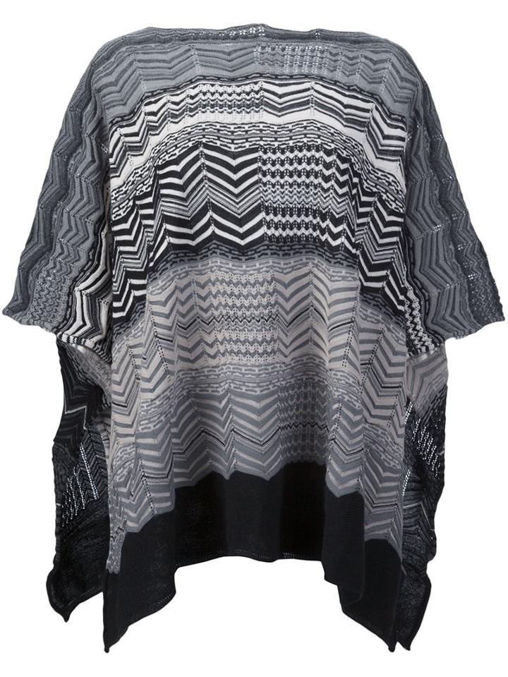 Missoni Zig Zag Knit Poncho, Women's, Grey, Wool/acrylic