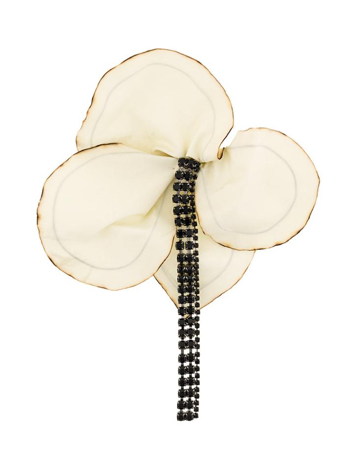 Marni Floral Embellished Brooch - Nude & Neutrals