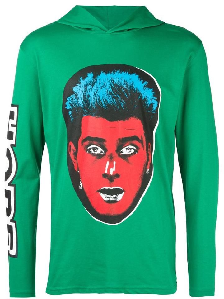 Moschino Face Print Hoodie, Men's, Size: 46, Green, Cotton