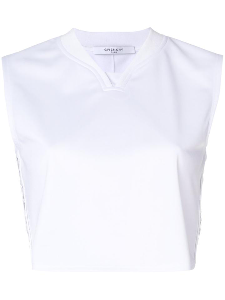 Givenchy Logo Stripe Cropped Top - White