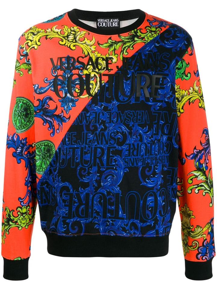 Versace Jeans Couture Baroque Print Logo Sweatshirt - Blue