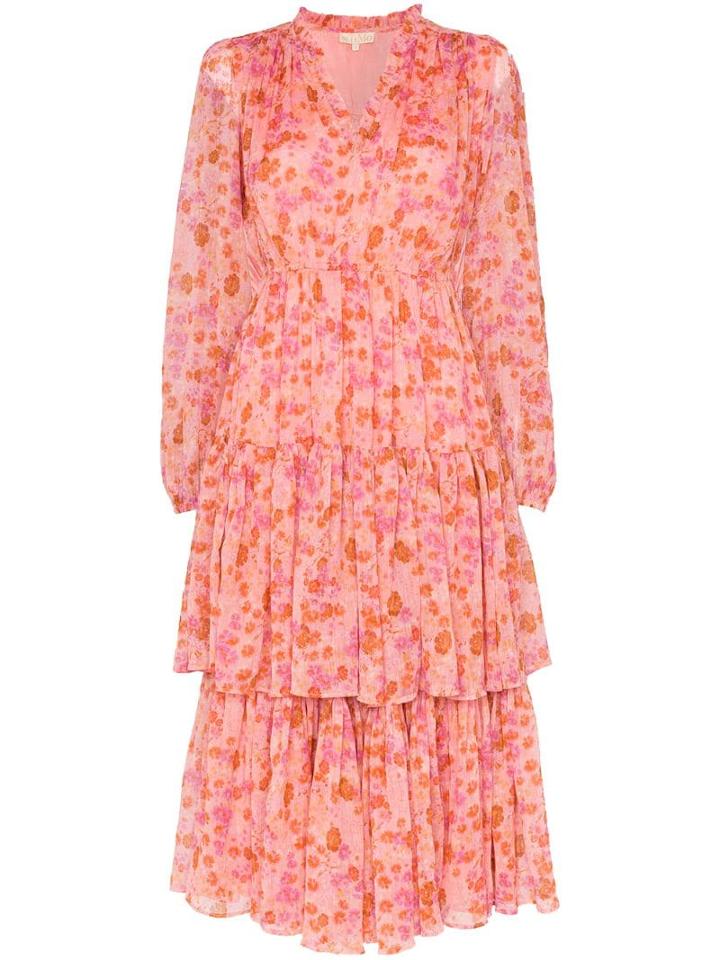 Bytimo Floral Tiered Midi Dress - Pink
