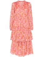 Bytimo Floral Tiered Midi Dress - Pink