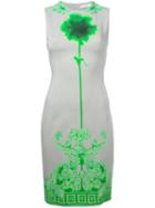 Versace Collection Neon Print Fitted Dress, Women's, Size: 42, Grey, Cotton/polyester/spandex/elastane/viscose