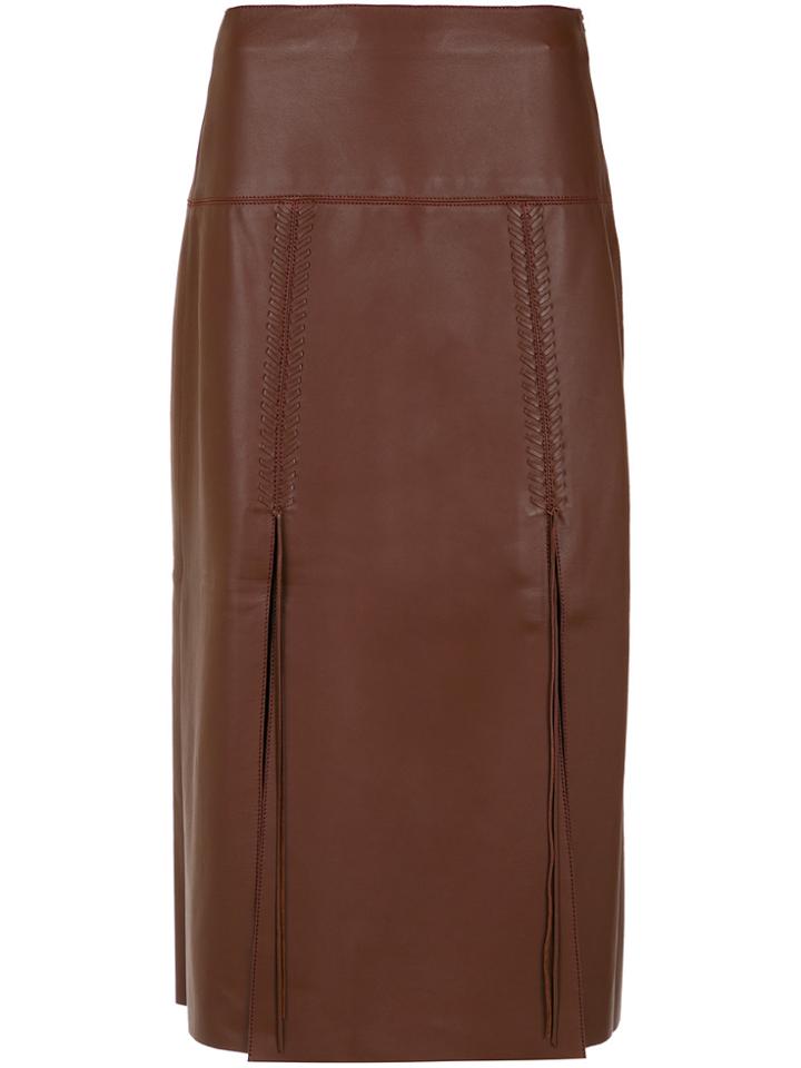 Nk Leather Midi Skirt - Brown