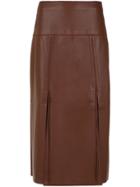 Nk Leather Midi Skirt - Brown