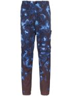 Stone Island Printed Cotton Straight Trousers - Purple