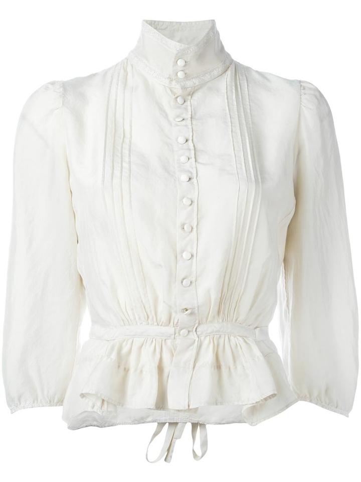Dsquared2 'victorian' High Collar Blouse, Women's, Size: 42, Nude/neutrals, Silk
