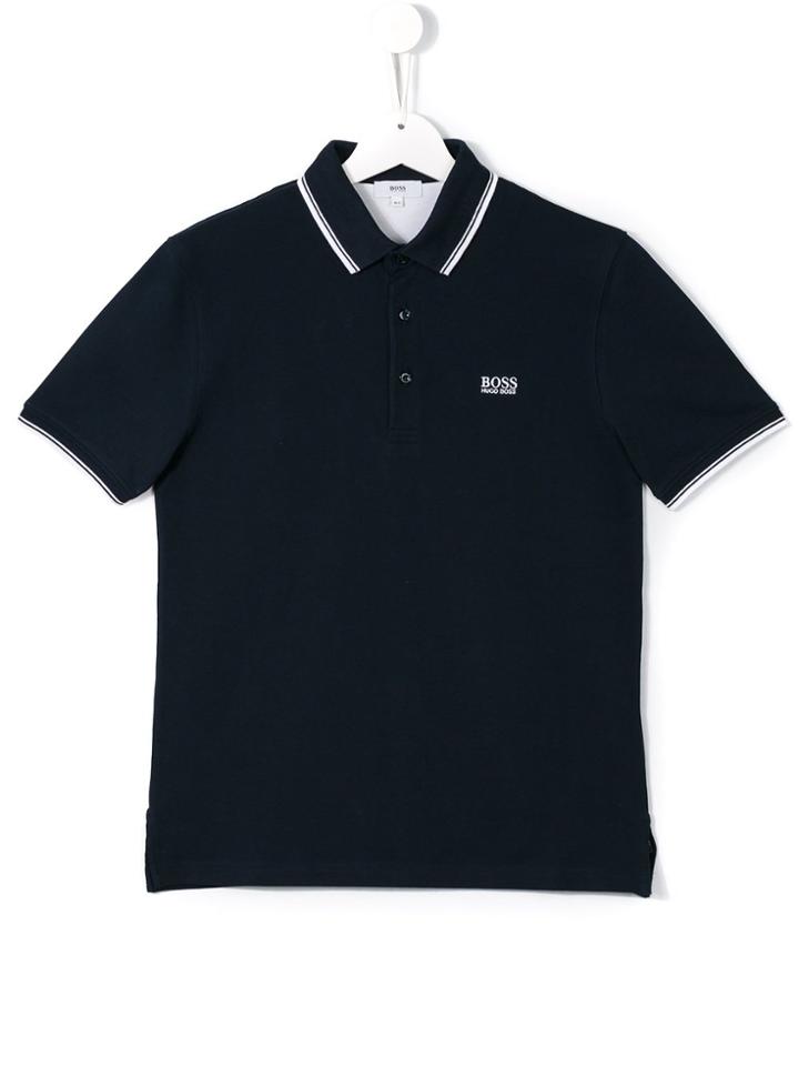 Boss Kids Embroidered Logo Polo Shirt - Blue