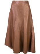 Brunello Cucinelli Asymmetric Leather Skirt - Brown