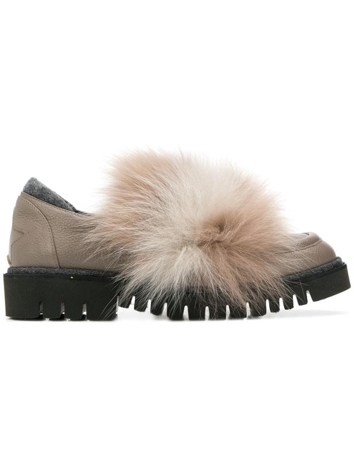 Lorena Antoniazzi Fur Embellished Loafers - Nude & Neutrals