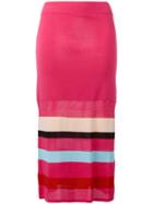 Kenzo - Striped Straight Skirt - Women - Polyamide/viscose - S, Pink/purple, Polyamide/viscose