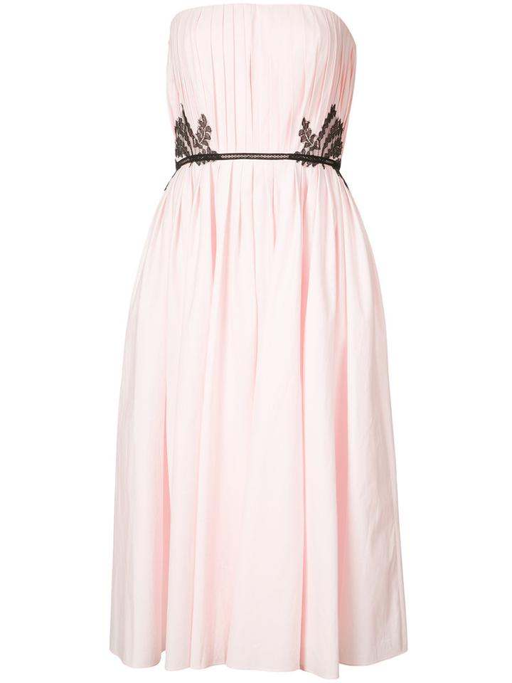 J. Mendel - Lace-trimmed Pleated Gown - Women - Cotton - 6, Pink/purple, Cotton