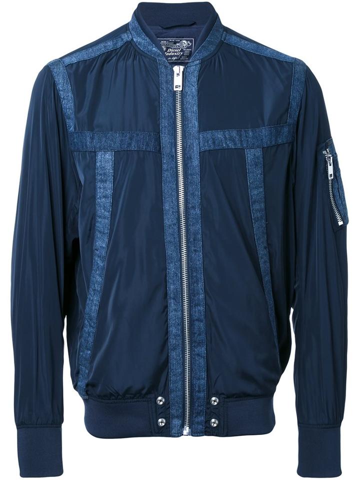 Diesel Denim Stripe Bomber Jacket