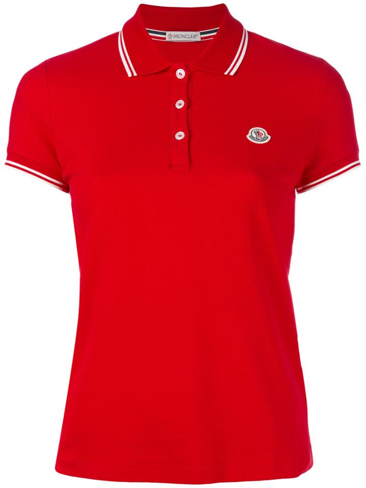 Moncler Contrast Trim Polo Shirt - Red