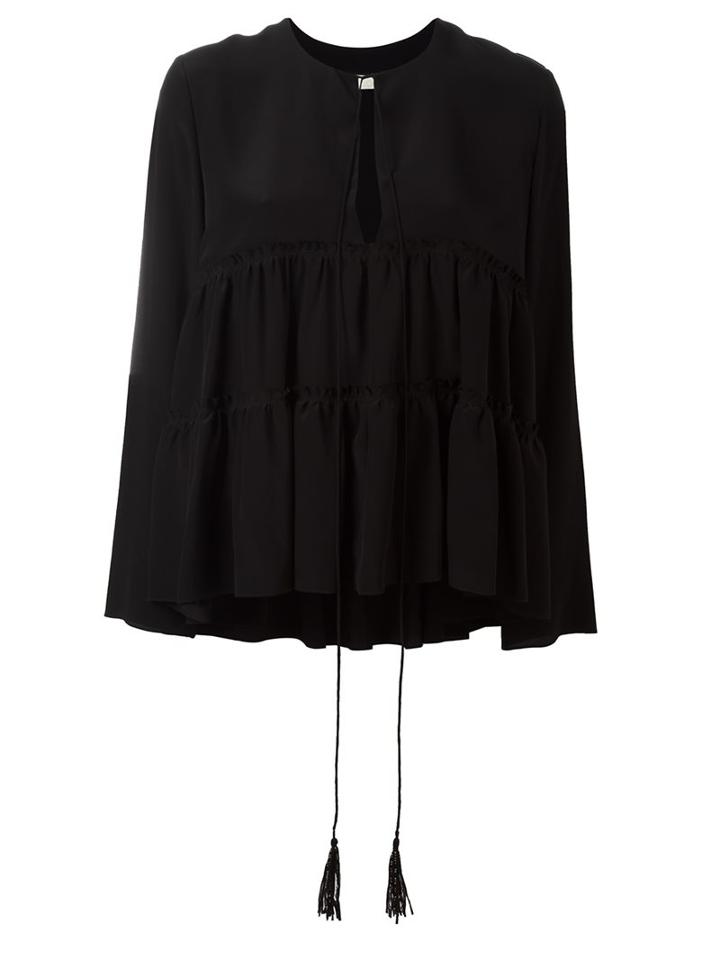 Chloé Tiered Blouse, Women's, Size: 34, Black, Silk