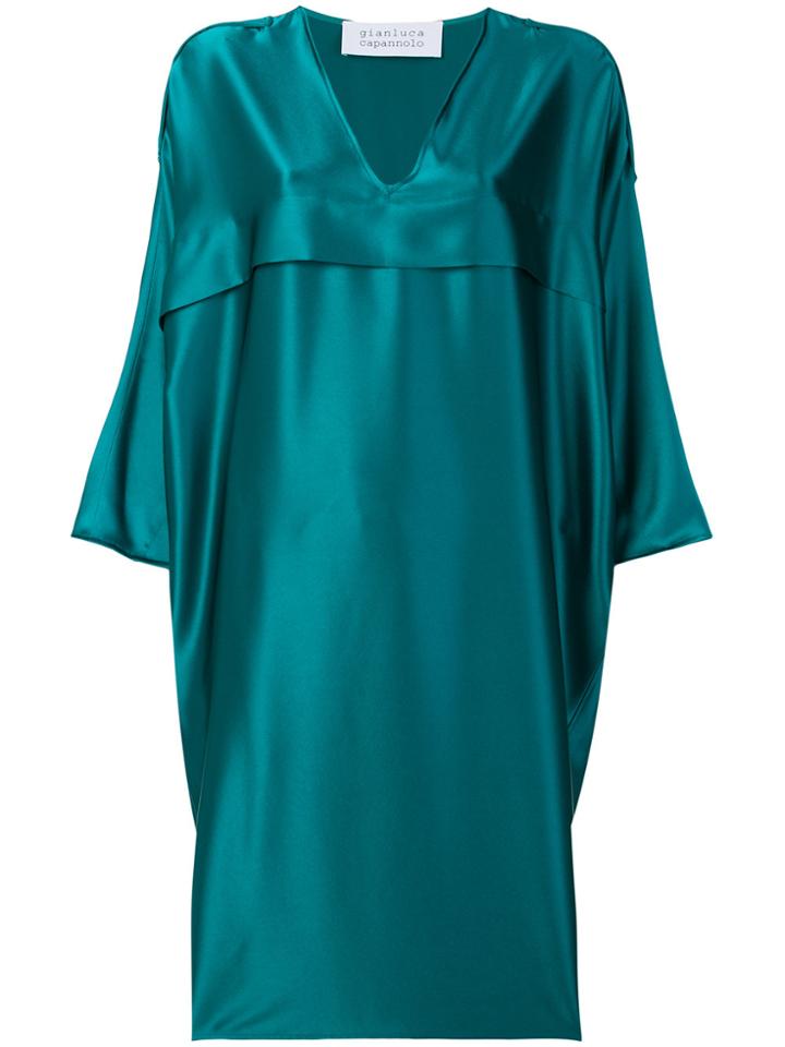 Gianluca Capannolo Satin V-neck Dress - Blue