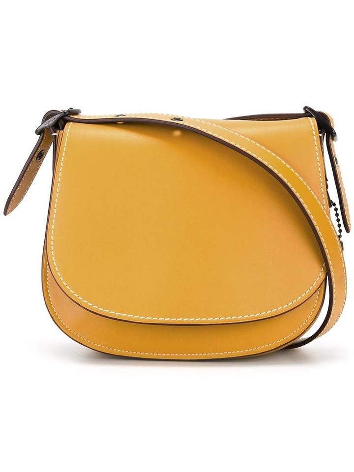 Coach Stitching Detail Shoulder Bag, Women's, Yellow/orange