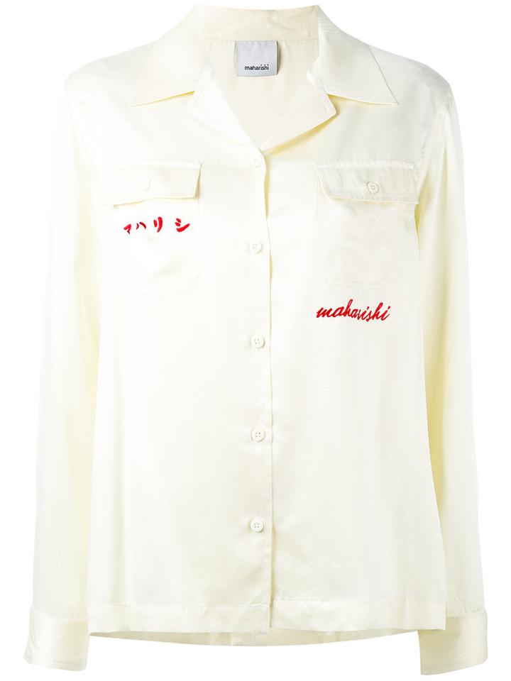 Maharishi - Embroidered Back Shirt - Women - Silk - 8, Yellow/orange, Silk