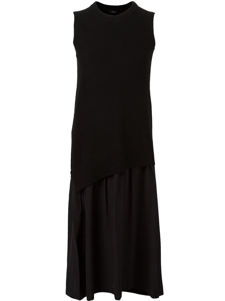 Joseph Asymmetric Drop Waist Dress, Women's, Size: Xs, Black, Silk/cashmere/wool