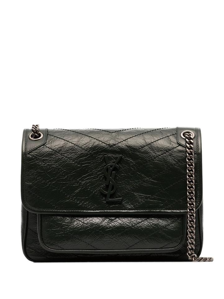 Saint Laurent Niki Monogram Plaque Shoulder Bag - Green