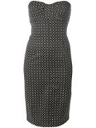 Twin-set - Geometric Pattern Strapless Dress - Women - Cotton/polyester/spandex/elastane/viscose - 42, Black, Cotton/polyester/spandex/elastane/viscose