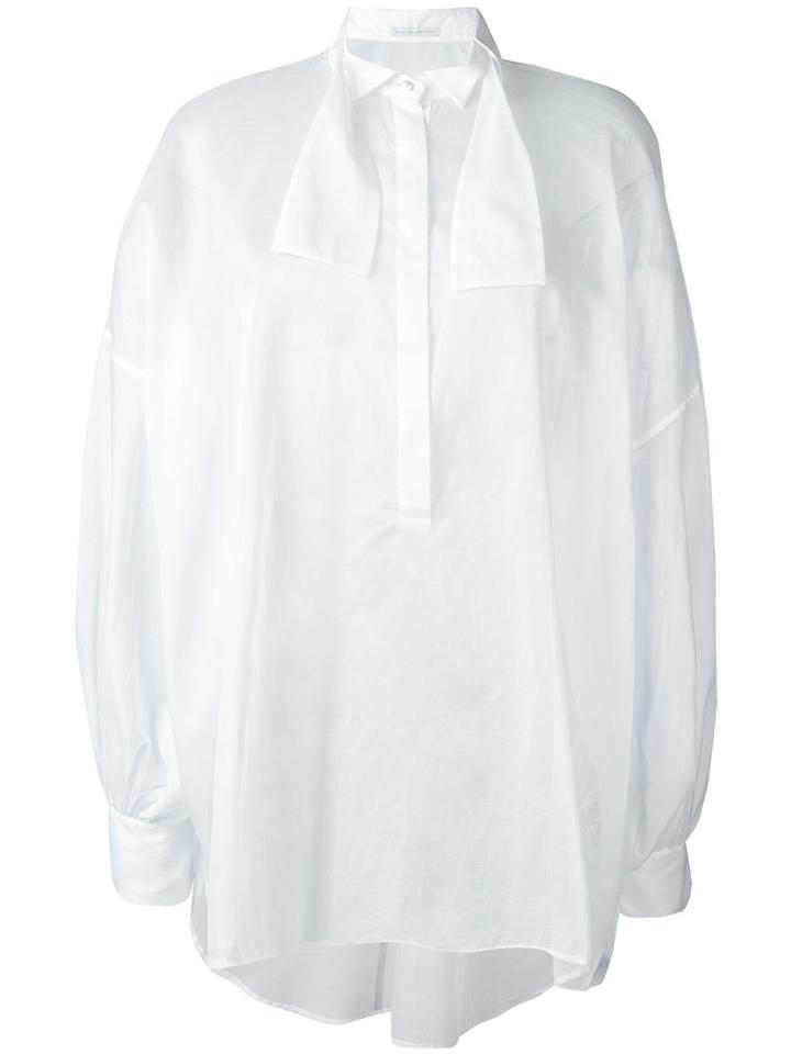 Ermanno Scervino - Tied Neck Sheer Shirt - Women - Cotton - 44, White, Cotton