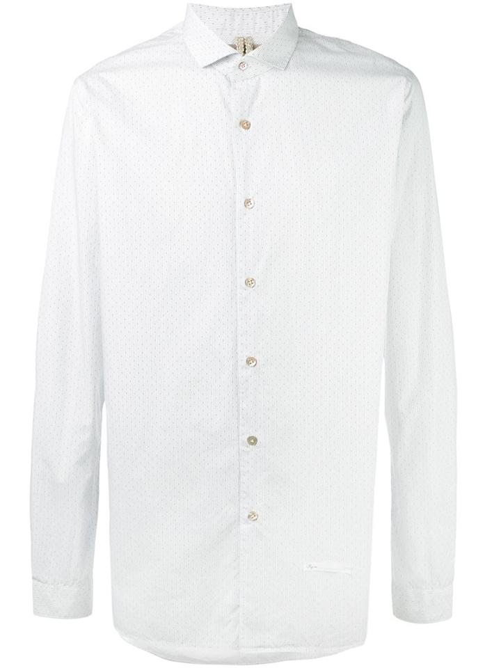 Dnl Printed Cut-away Collar Shirt, Men's, Size: 42, White, Cotton/polyamide