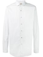 Dnl Printed Cut-away Collar Shirt, Men's, Size: 42, White, Cotton/polyamide