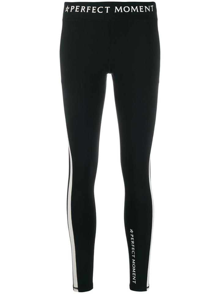 Perfect Moment Star-print Striped Leggings - Black