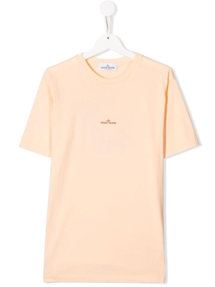 Stone Island Junior Teen Logo Crewneck T-shirt - Orange