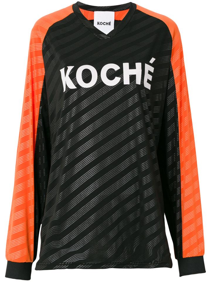 Koché Logo Print Colour-block Top - Black