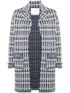 Giada Benincasa Patterned Open Front Cardi-coat, Women's, Size: Large, Blue, Cotton/polyester/viscose/spandex/elastane