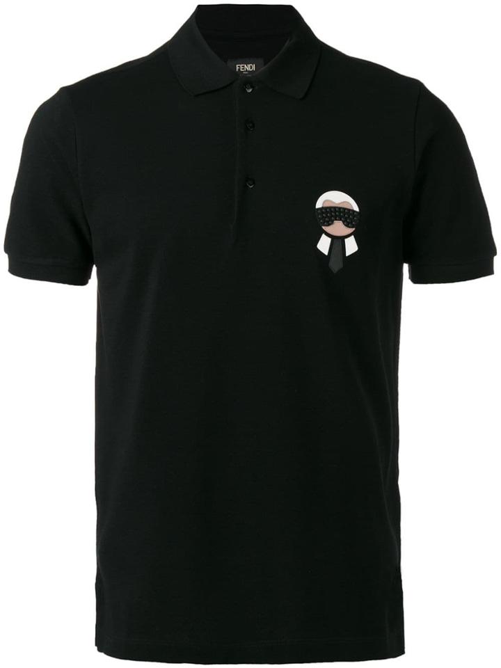 Fendi Chest Plaque Polo Shirt - Black