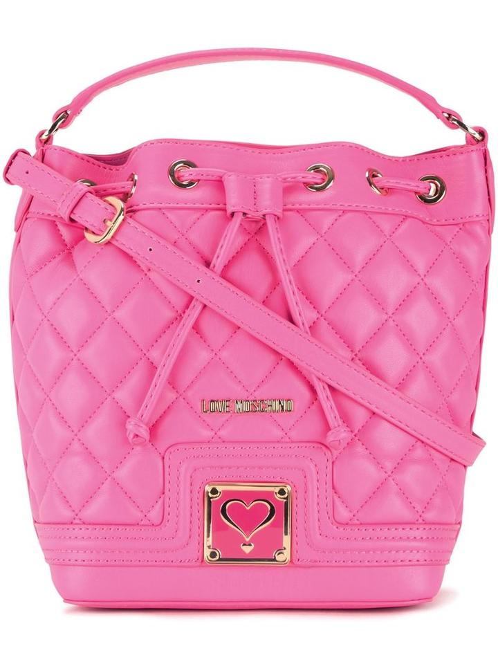 Love Moschino Quilted Drawstring Crossbody Bag, Women's, Pink/purple, Polyurethane