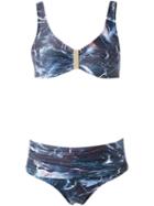 Lygia & Nanny Printed Bandeau Bikini Set, Women's, Size: 44, Blue, Polyamide/spandex/elastane