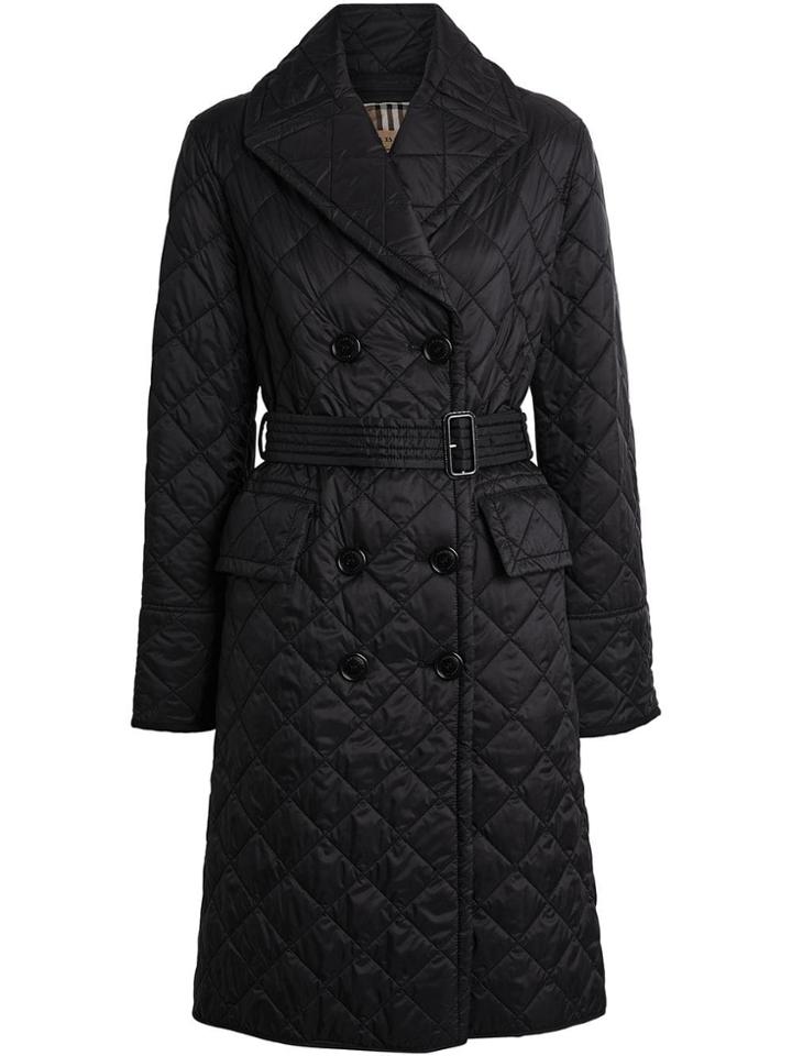 Burberry Lightweight Diamond Quilted Coat - Black