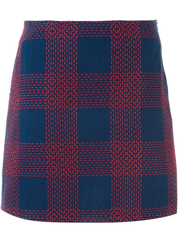 Mih Jeans 'morro' Embroidered Mini Skirt, Women's, Size: Large, Blue, Cotton