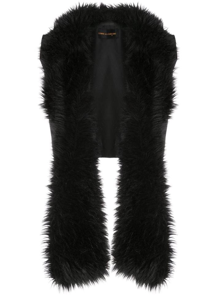 Comme Des Garçons Pre-owned 1989 Faux Fur Stole Vest - Black
