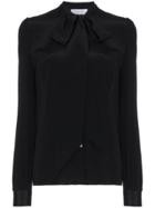 Racil Long Sleeve Silk Blouse With Tie Neck - Black