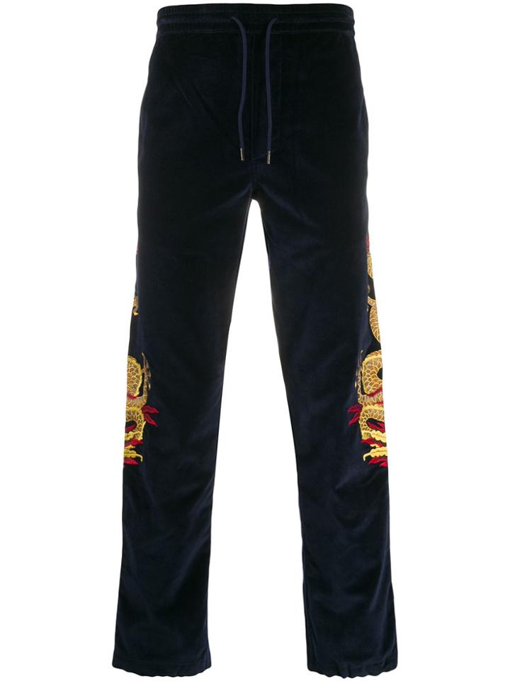 Maharishi Embroidered Chinese Dragon Track Pants - Blue