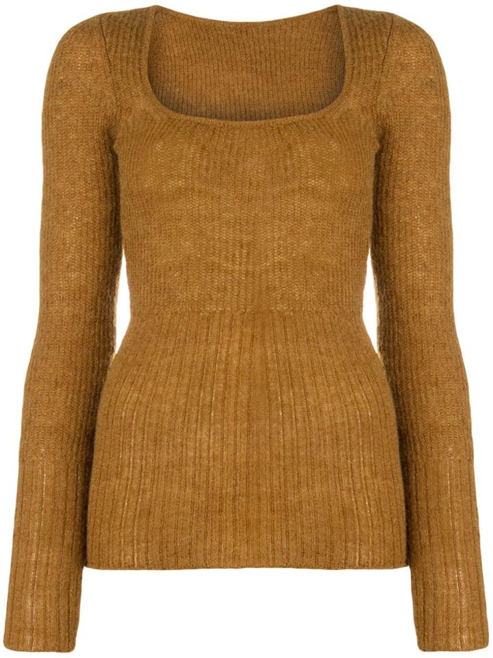 Jacquemus Ribbed Knit Fitted Sweater - Yellow & Orange