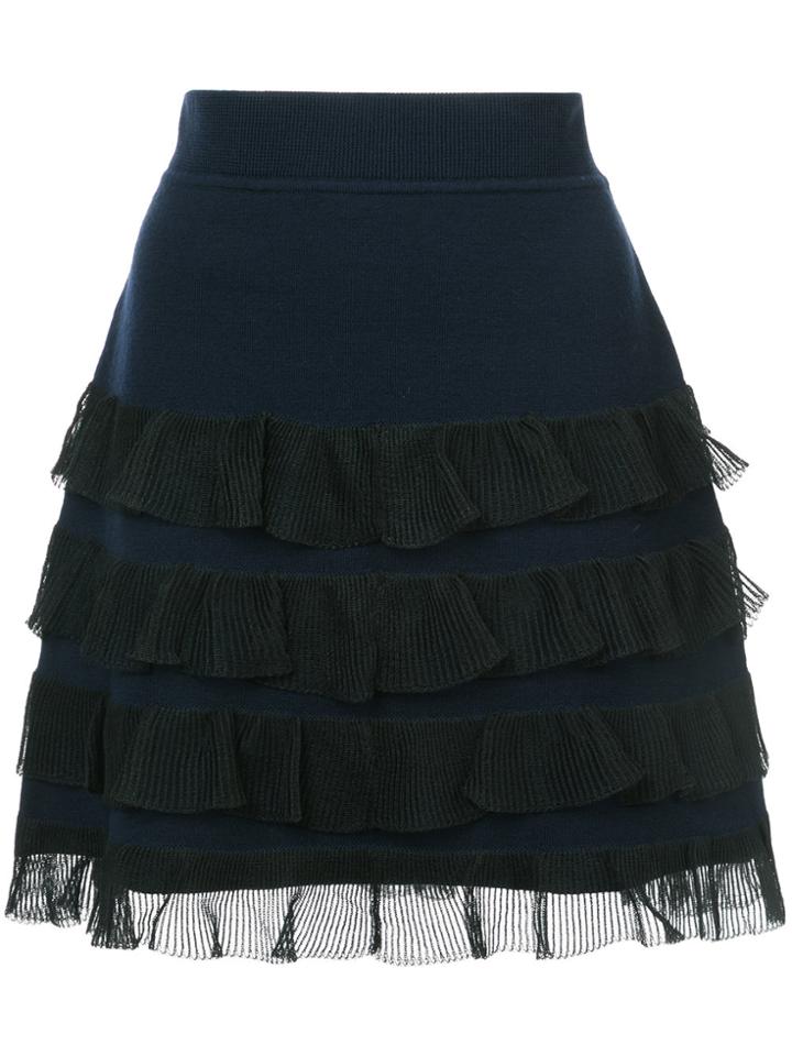 Derek Lam 10 Crosby Tiered Ruffle Mini Skirt - Blue