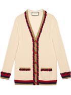 Gucci Cable Knit Cashmere Wool Cardigan - White