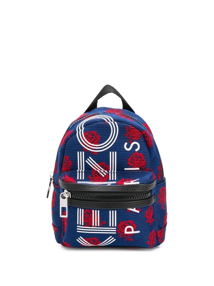 Kenzo Mini Rose Print Backpack - Blue