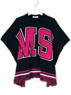 Msgm Kids - Logo Knitted Poncho - Kids - Acrylic/rayon/wool/alpaca - 8 Yrs, Blue