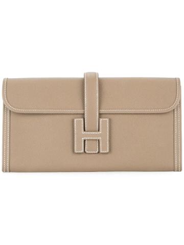 Hermès Vintage Jige Elan H Logos Clutch Hand Bag - Brown