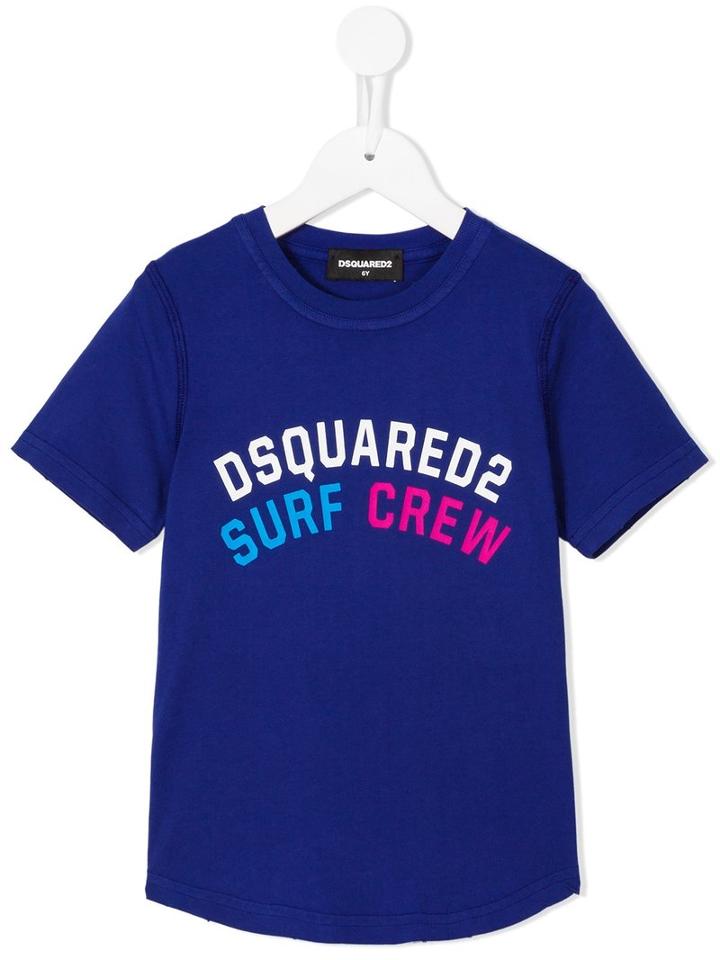 Dsquared2 Kids Surf Crew Print T-shirt, Boy's, Size: 8 Yrs, Blue