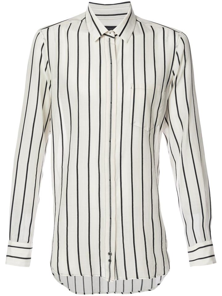 Ann Demeulemeester - Concealed Placket Striped Shirt - Men - Cotton/acetate - Xl, White, Cotton/acetate